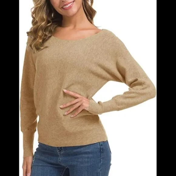 Women's Knitted Off Shoulder Long Sleeve Sweater