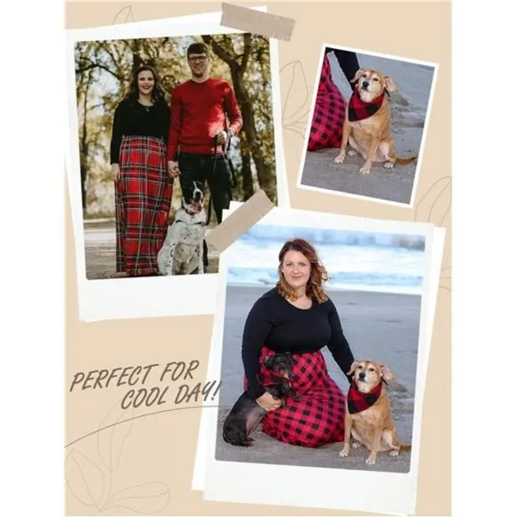 Women's Long Sleeve Plaid Empire‎ Waist Full Length Maxi Dress with Pockets