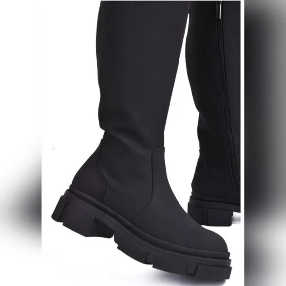 Women's‎ Mid Calf Boots Round Toe Black Color