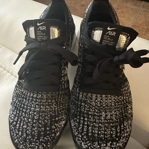 Women’s Nike Vapor Max Black and White Sneakers with Knit Upper