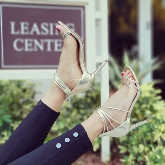 Women's‎ Open Toe Strappy High Heels Sandals Ligth Gold Color