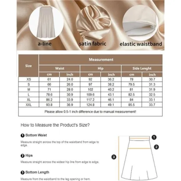 Womens Satin Skirts Zipper Elegant Black