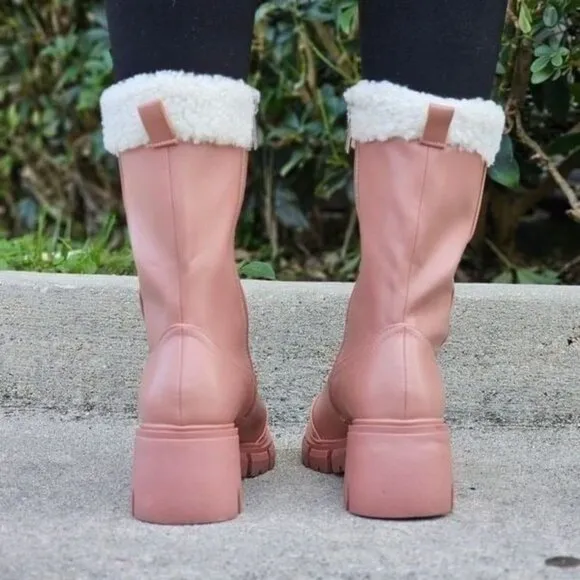 Women's Sherpa Faux Fur‎ Ankle Boot Blush Color