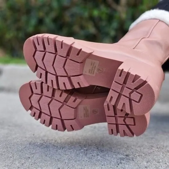 Women's Sherpa Faux Fur‎ Ankle Boot Blush Color