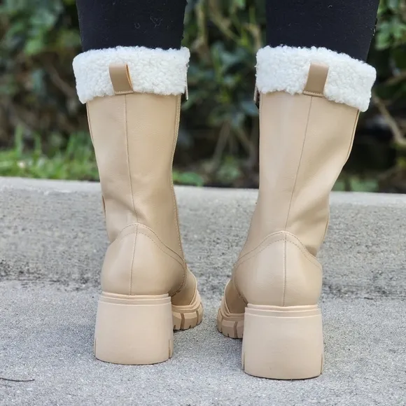 Women's Sherpa Faux Fur Ankle Boot Nude Color