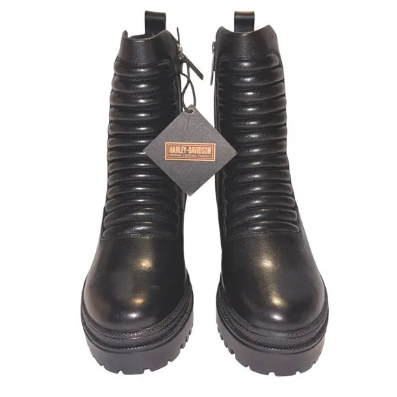 Womens Size 5.5M Black Harley-Davidson Kamton Leather Motorcycle Boots D87215