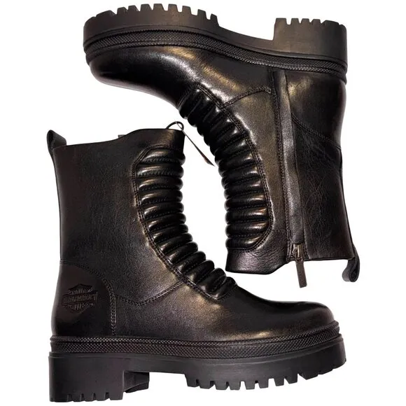 Womens Size 5.5M Black Harley-Davidson Kamton Leather Motorcycle Boots D87215
