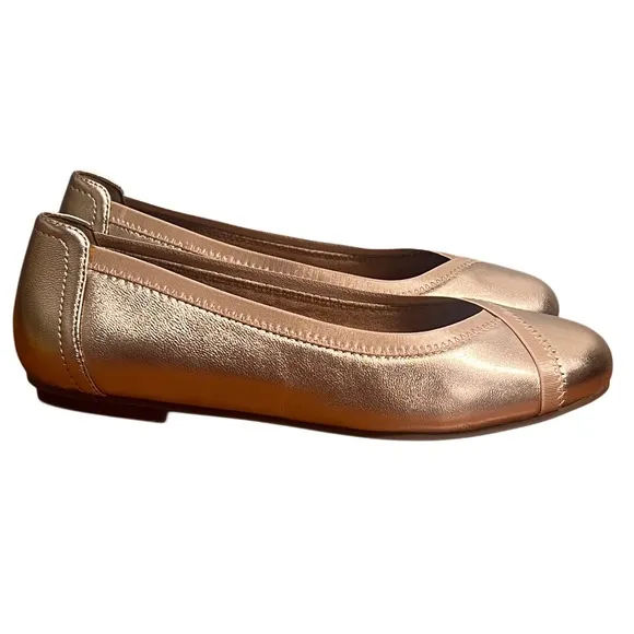 Women's Vionic Spark Caroll Metallic Rose Gold Leather Ballet Flats Size 6.5 NIB