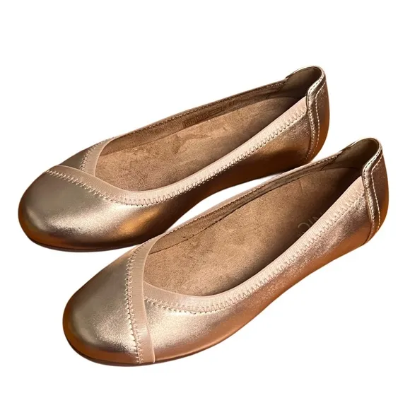 Women's Vionic Spark Caroll Metallic Rose Gold Leather Ballet Flats Size 6.5 NIB
