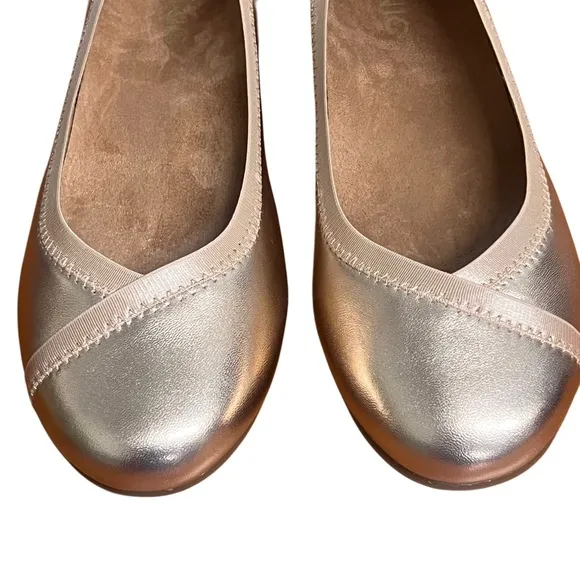 Women's Vionic Spark Caroll Metallic Rose Gold Leather Ballet Flats Size 6.5 NIB