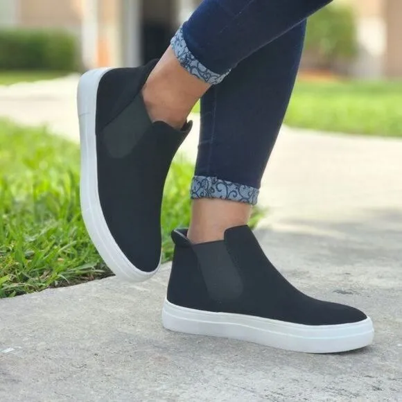 Women's Chelsea Shoes Slip On Canvas High Top Sneakers