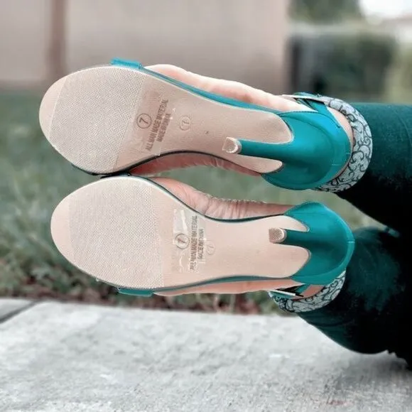 Women's Strappy Ankle High Heel Sandals Teal Color