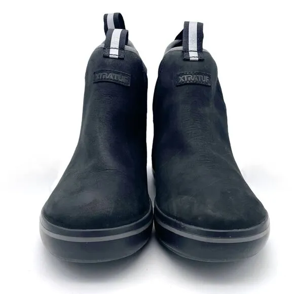 XTRATUF 6” Ankle Deck Boot in Black Waterproof Leather Work Boots Womens Size 10