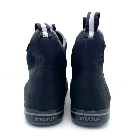 XTRATUF 6” Ankle Deck Boot in Black Waterproof Leather Work Boots Womens Size 10