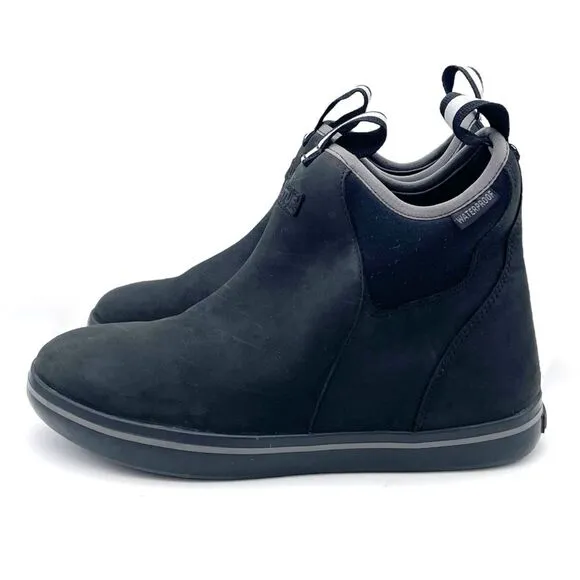 XTRATUF 6” Ankle Deck Boot in Black Waterproof Leather Work Boots Womens Size 10