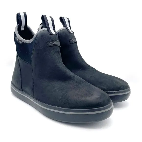 XTRATUF 6” Ankle Deck Boot in Black Waterproof Leather Work Boots Womens Size 10