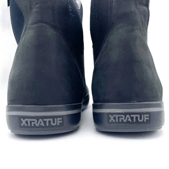 XTRATUF 6” Ankle Deck Boot in Black Waterproof Leather Work Boots Womens Size 10