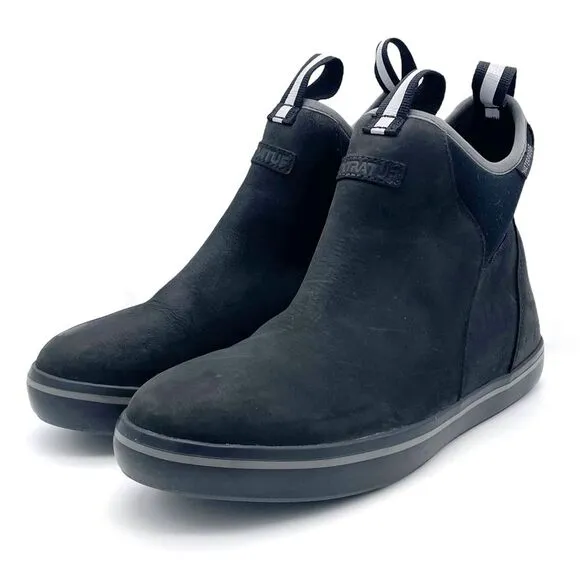 XTRATUF 6” Ankle Deck Boot in Black Waterproof Leather Work Boots Womens Size 10