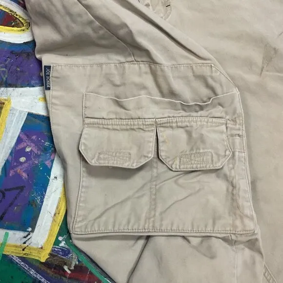 Y2K Joe Boxer Khaki Cargo Pants - Baggy Grunge Style with Zip Hems, Size 34x30