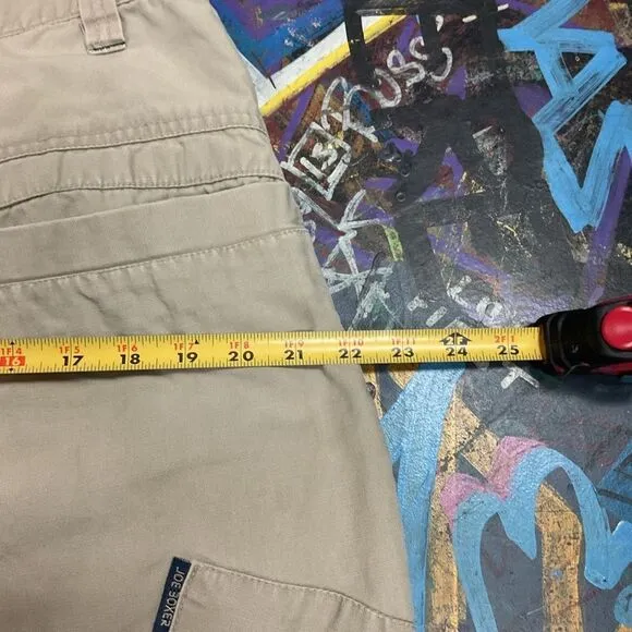 Y2K Joe Boxer Khaki Cargo Pants - Baggy Grunge Style with Zip Hems, Size 34x30