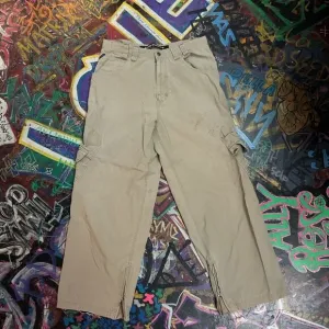 Y2K Joe Boxer Khaki Cargo Pants - Baggy Grunge Style with Zip Hems, Size 34x30