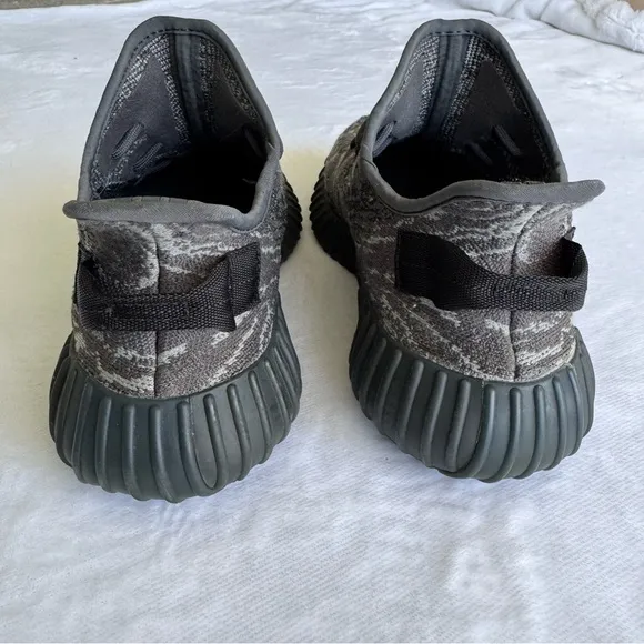 Yeezy Gray and Black Knit Sneakers, Size 9 Men