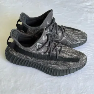 Yeezy Gray and Black Knit Sneakers, Size 9 Men