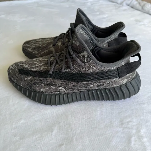 Yeezy Gray and Black Knit Sneakers, Size 9 Men