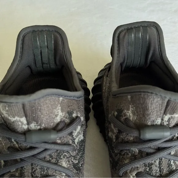 Yeezy Gray and Black Knit Sneakers, Size 9 Men