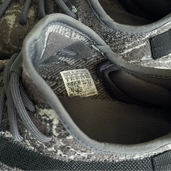 Yeezy Gray and Black Knit Sneakers, Size 9 Men