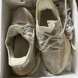 Yeezy Knit Sneakers in Cream and Gray