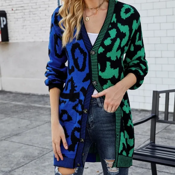 Yellow Leopard Button Down Cardigan