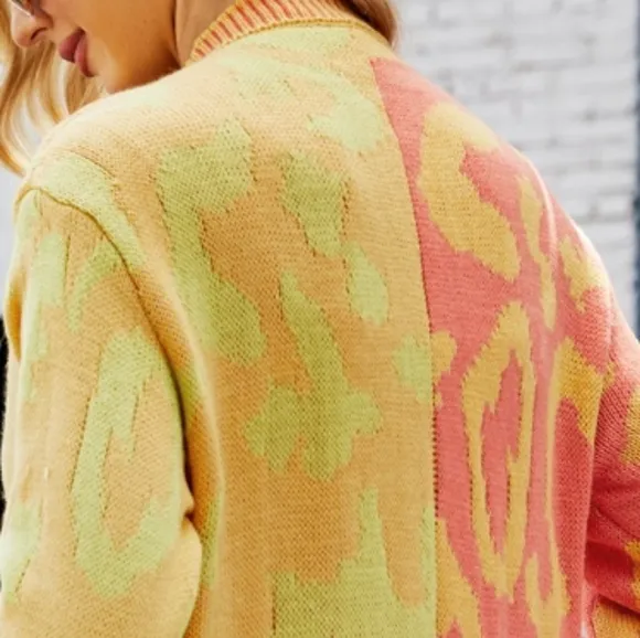 Yellow Leopard Button Down Cardigan
