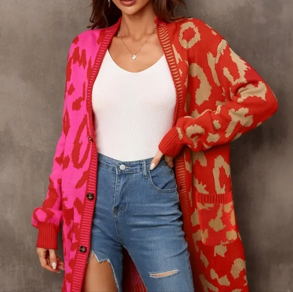 Yellow Leopard Button Down Cardigan