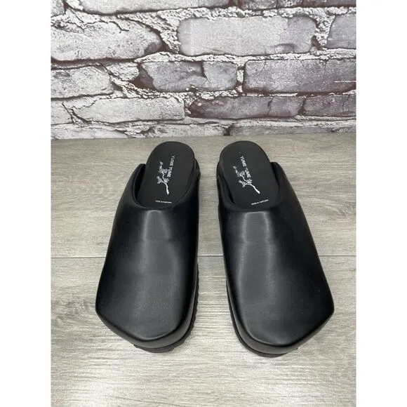 Yume Yume Black Leather Truck Clogs Platform Slides Sandals Women’s 39EU/8.5M US