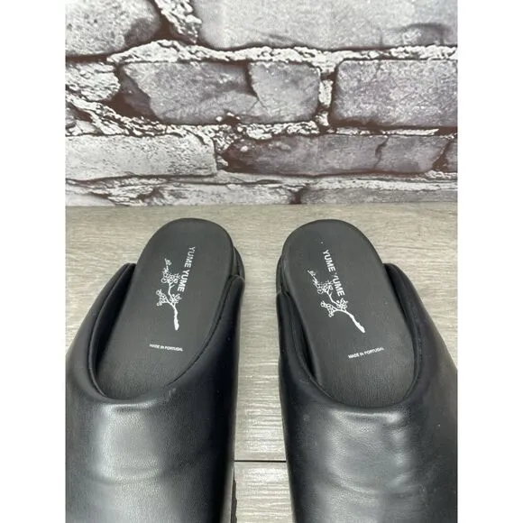 Yume Yume Black Leather Truck Clogs Platform Slides Sandals Women’s 39EU/8.5M US