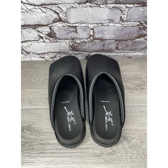 Yume Yume Black Leather Truck Clogs Platform Slides Sandals Women’s 39EU/8.5M US