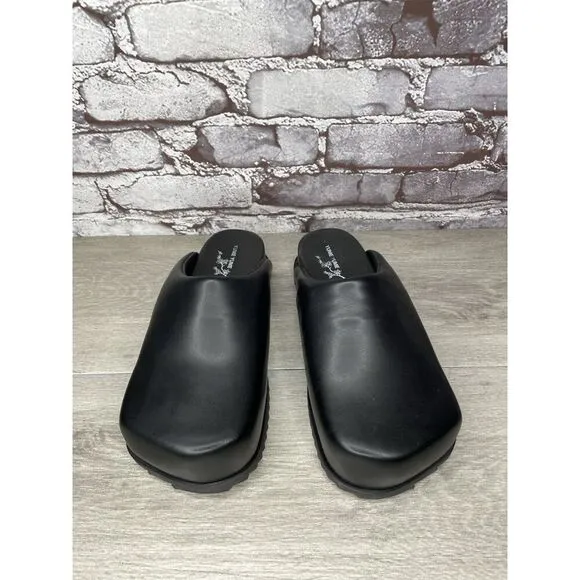 Yume Yume Black Leather Truck Clogs Platform Slides Sandals Women’s 39EU/8.5M US