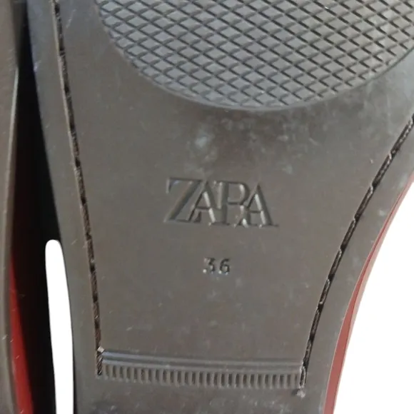 Zara Burgundy Patent Leather Loafers Women's Red Slip On Flats Size 6