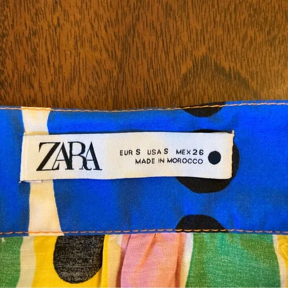 ZARA Colorful Cotton Abstract Batik African Print Pleated Maxi Skirt