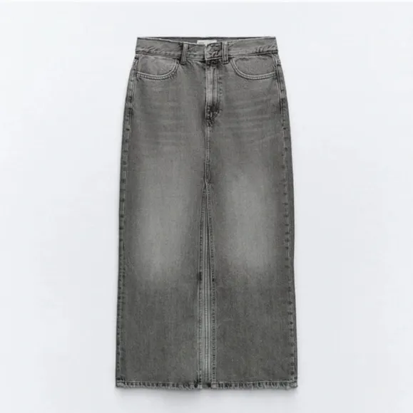 ZARA denim maxi  skirt gray size L