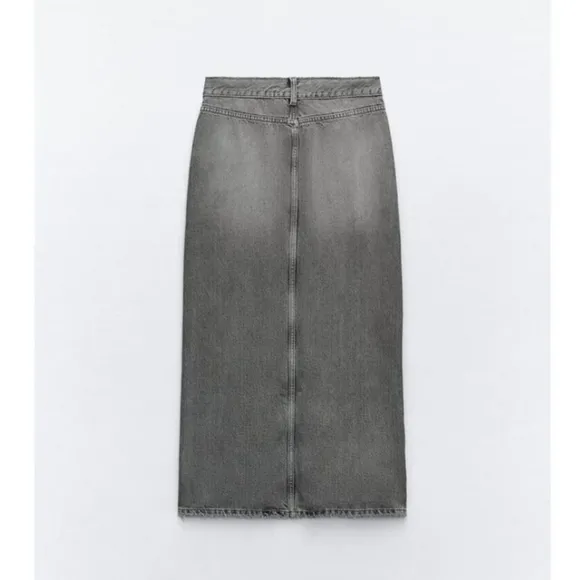 ZARA denim maxi  skirt gray size L