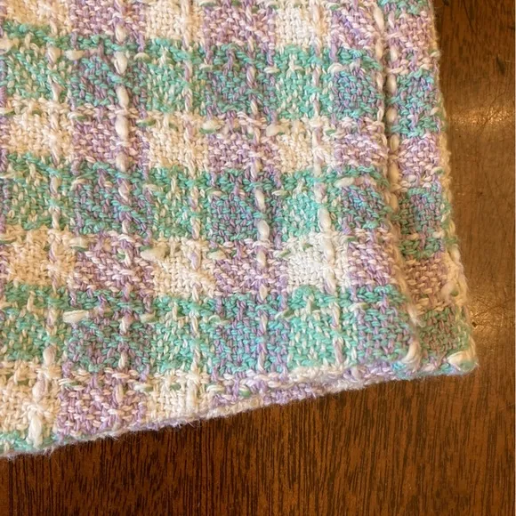 ZARA Green Purple White Textured Tweed Wrap Skirt Shorts Skort