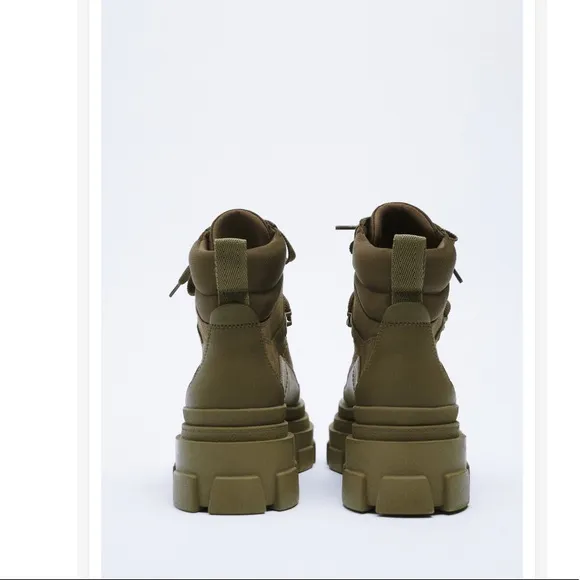 ZARA HIKING BOOTS IN OLIVE GREEN/ KHAKI GREEN