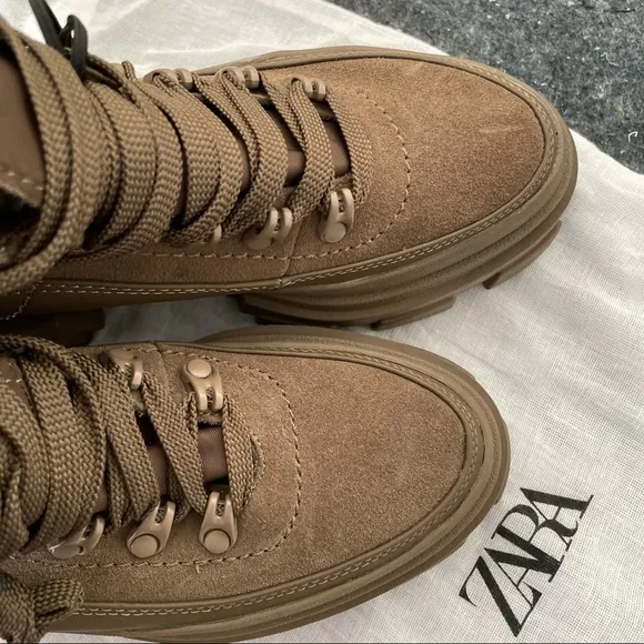 ZARA HIKING BOOTS IN OLIVE GREEN/ KHAKI GREEN