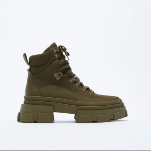 ZARA HIKING BOOTS IN OLIVE GREEN/ KHAKI GREEN
