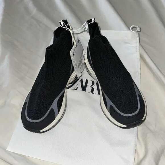 ZARA Kids | Black | KNIT HIGH-TOP SNEAKERS