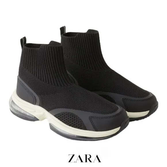 ZARA Kids | Black | KNIT HIGH-TOP SNEAKERS