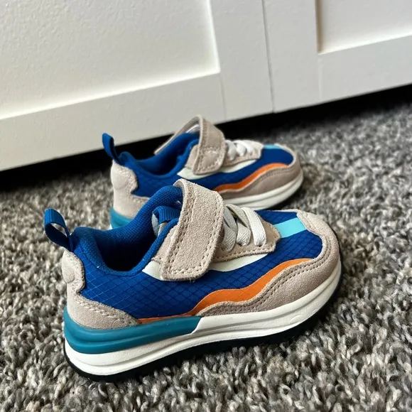 Zara Kids Blue Orange Cream Velcro Strap Sneakers Toddler Size US‎ 4.5 / EU 20