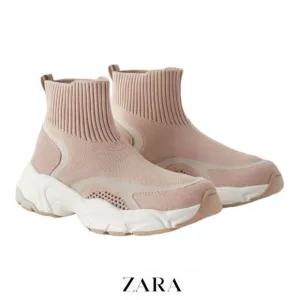 ZARA Kids | Pink | KNIT HIGH-TOP SNEAKERS